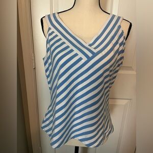 Talbots Blue and White Striped Sleeveless Top - Women's Size Large